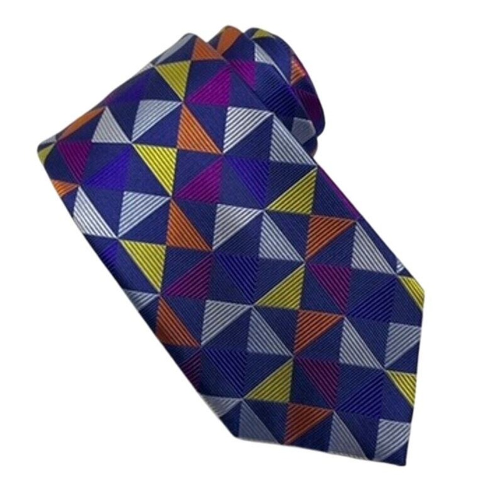 Paul Fredrick Necktie Blue Maroon Paisley Silk